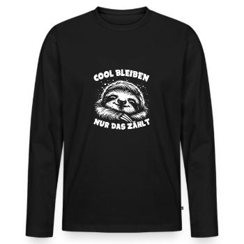 Faultier jetzt nur keinen Stress lustiger Spruch - Männer Premium Bio Langarmshirt - Schwarz - Vorne - Nico (187cm)