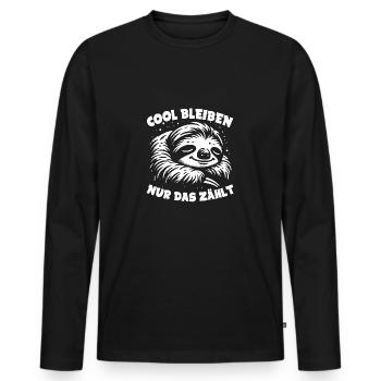 Faultier jetzt nur keinen Stress lustiger Spruch - Männer Premium Bio Langarmshirt - Schwarz - Vorne - Nico (187cm)