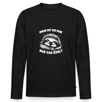 Faultier cool nur keinen Stress immer mit der Ruhe - Männer Premium Bio Langarmshirt - Schwarz - Vorne - Nico (187cm)