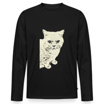 British Shorthair Chat Chat Noir Chats - T-shirt manches longues Premium bio Homme - noir - Devant - Nico (187cm)
