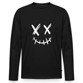 Sourire Smile - T-shirt manches longues Premium bio Homme - noir - Devant - Nico (187cm)