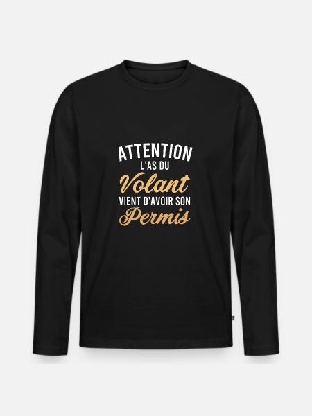 Jonge bestuurder voor rijbewijs - Mannen Premium Bio shirt met lange mouwen - zwart