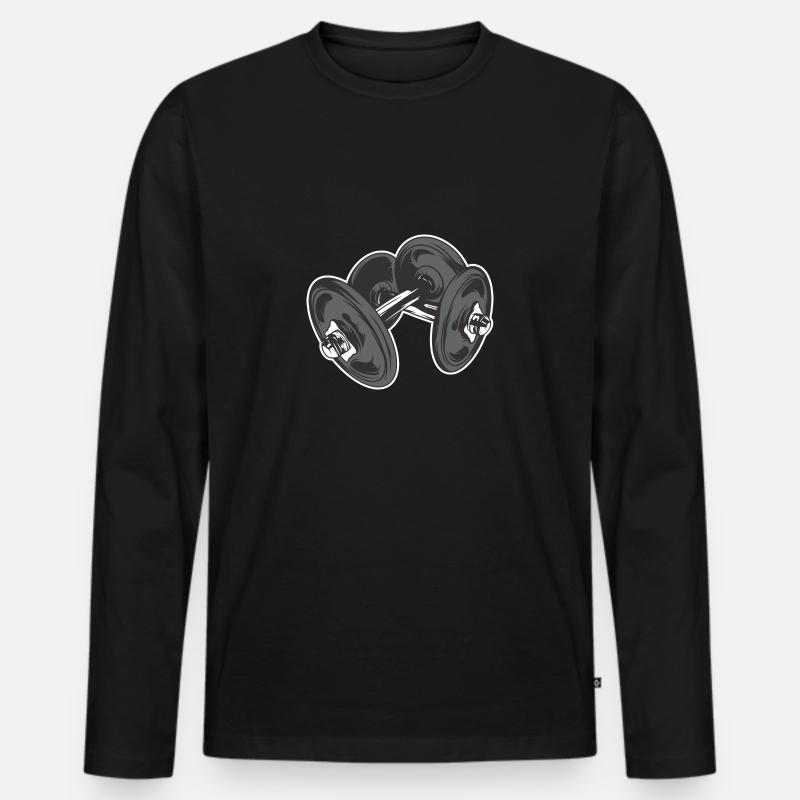 Hanteln - Männer Premium Bio Langarmshirt - Schwarz