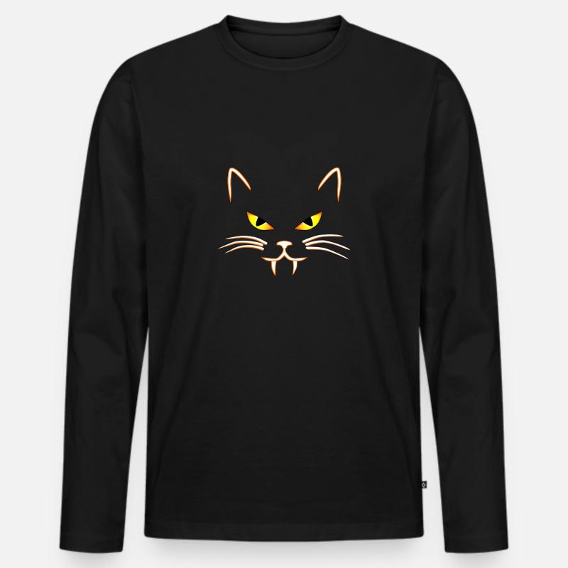 Böse Katze - Männer Premium Bio Langarmshirt - Schwarz