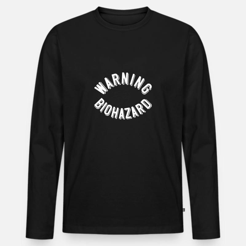 Warning Biohazard - Männer Premium Bio Langarmshirt - Schwarz