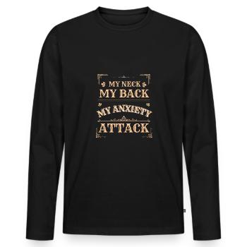 Mon cou Mon dos Ma crise d’angoisse Santé mentale - T-shirt manches longues Premium bio Homme - noir - Devant - Nico (187cm)