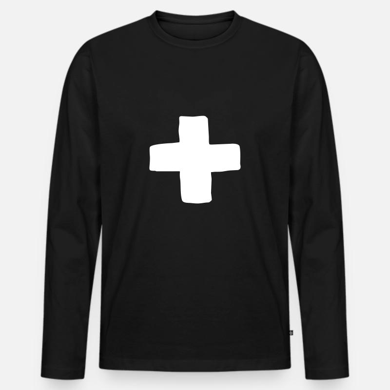 Plus Kreuz - Männer Premium Bio Langarmshirt - Schwarz