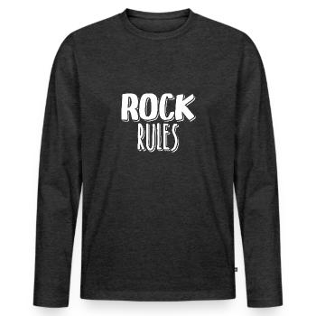 Rock Rules - Men's Premium Organic Long Sleeve Shirt - heather anthracite - Front - Nico (187cm)