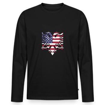 Republic of Albania Albania Shqipëria Tirana Albanians - Men's Premium Organic Long Sleeve Shirt - black - Front - Nico (187cm)
