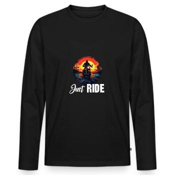 just ride - T-shirt manches longues Premium bio Homme - noir - Devant - Nico (187cm)