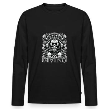Plongeurs plongeant dans le monde sous-marin - T-shirt manches longues Premium bio Homme - noir - Devant - Nico (187cm)