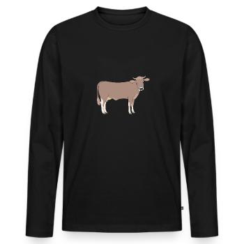 Le bétail brun - T-shirt manches longues Premium bio Homme - noir - Devant - Nico (187cm)