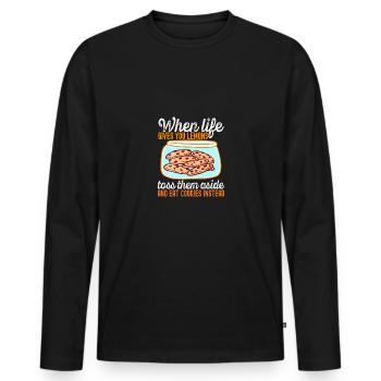 Keks essen Kekse statt Teig Keks - Männer Premium Bio Langarmshirt - Schwarz - Vorne - Nico (187cm)