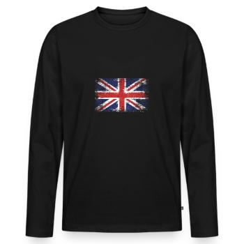 drapeau anglais Union Jack - T-shirt manches longues Premium bio Homme - noir - Devant - Nico (187cm)