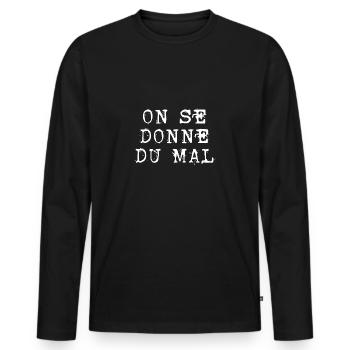 on se donne du mal - T-shirt manches longues Premium bio Homme - noir - Devant - Nico (187cm)