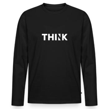 Think - Men's Premium Organic Long Sleeve Shirt - black - Front - Nico (187cm)