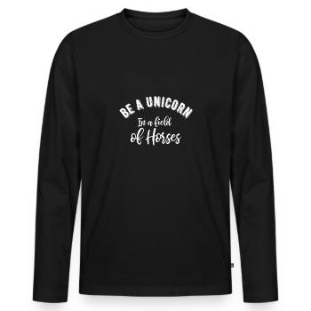 Soyez une licorne dans un champ de chevaux - T-shirt manches longues Premium bio Homme - noir - Devant - Nico (187cm)