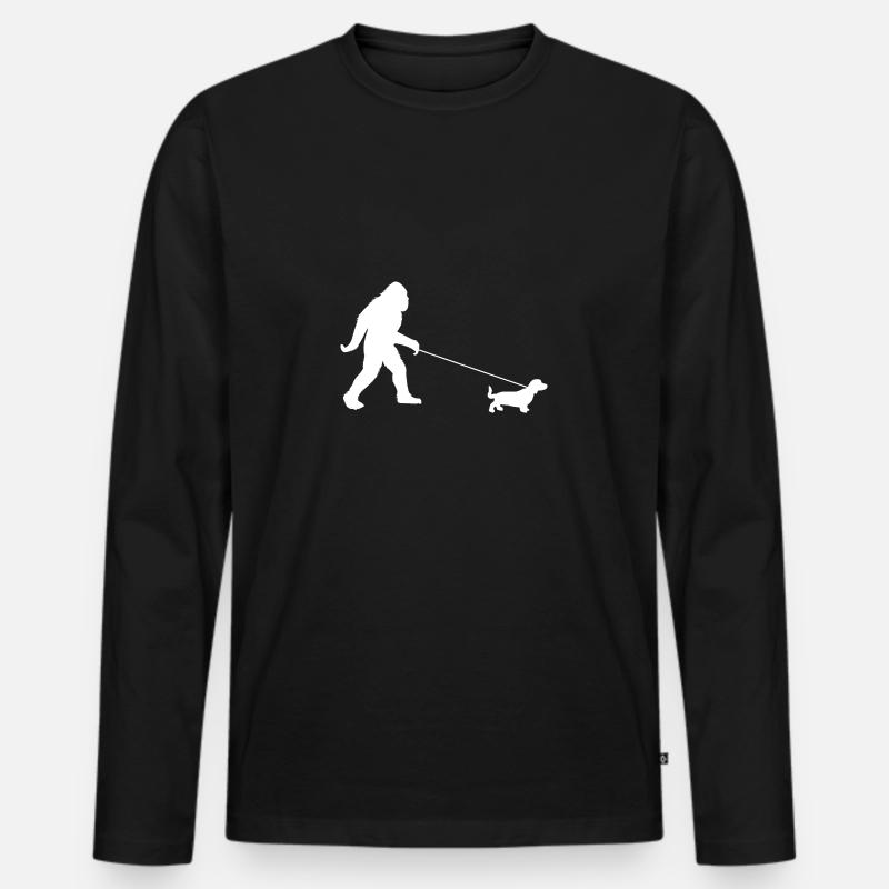 Yeti und Dackel - Männer Premium Bio Langarmshirt - Schwarz