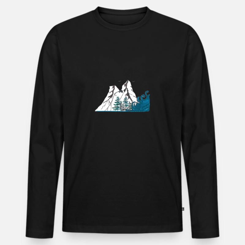 Bergwelle - Männer Premium Bio Langarmshirt - Schwarz