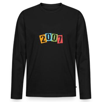 Born in 2007 – Birthday with big colorful numbers - Men's Premium Organic Long Sleeve Shirt - black - Front - Nico (187cm)