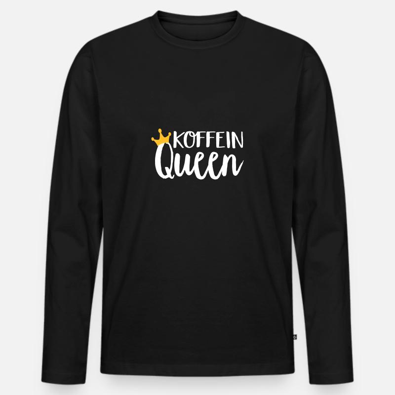 Koffein Queen - Männer Premium Bio Langarmshirt - Schwarz