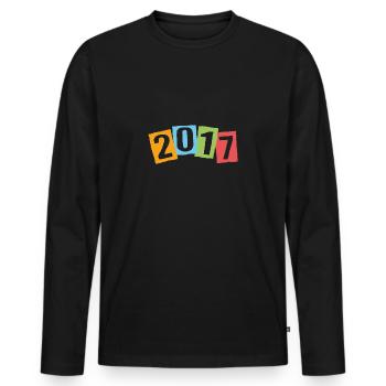 Born in 2017 – Birthday with big colorful numbers - Men's Premium Organic Long Sleeve Shirt - black - Front - Nico (187cm)