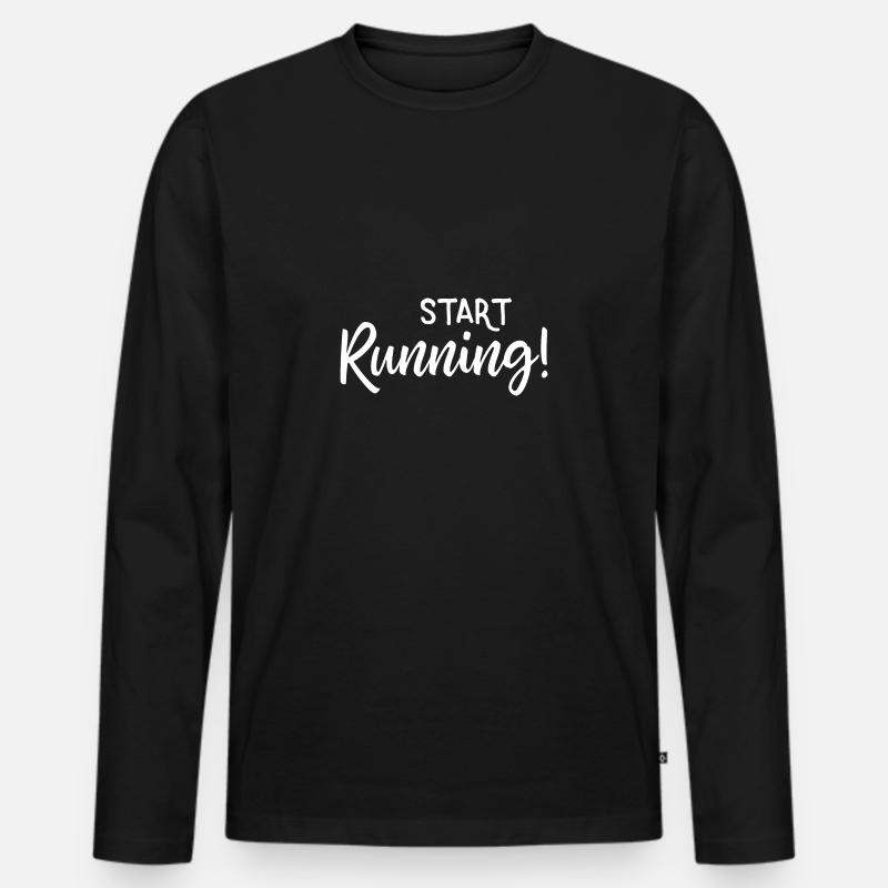 Start Running - Männer Premium Bio Langarmshirt - Schwarz