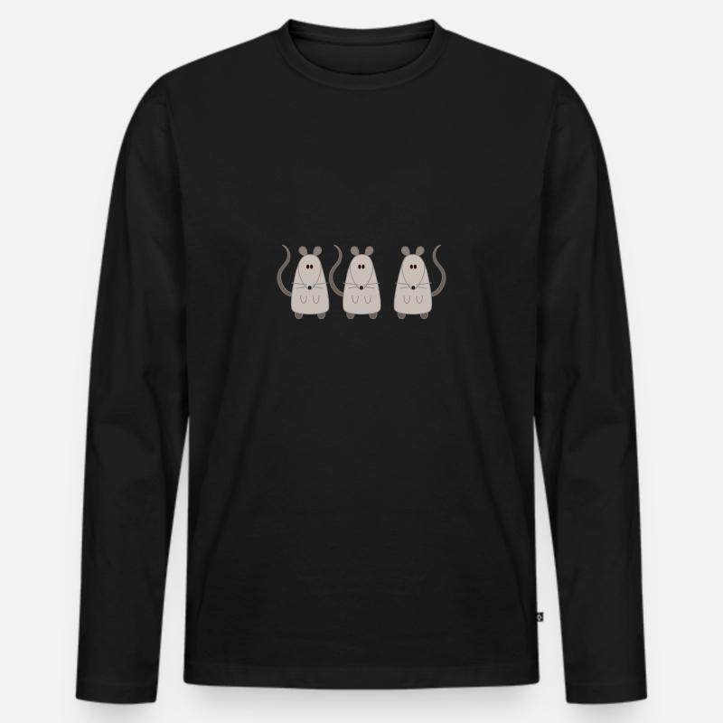 Drei Ratten Three Rats - Männer Premium Bio Langarmshirt - Schwarz