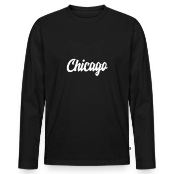 Chicago - Men's Premium Organic Long Sleeve Shirt - black - Front - Nico (187cm)