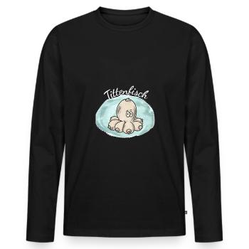 Titty Fucking Sex Funny Breasts Squid - Men's Premium Organic Long Sleeve Shirt - black - Front - Nico (187cm)