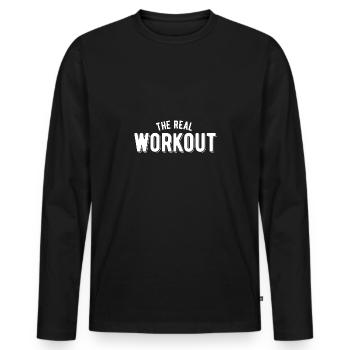 The real workout - Men's Premium Organic Long Sleeve Shirt - black - Front - Nico (187cm)
