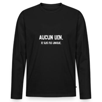 aucun lien je suis fils unique - T-shirt manches longues Premium bio Homme - noir - Devant - Nico (187cm)