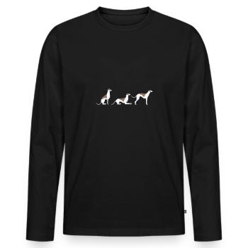 Sitz Platz Steh Whippet - Männer Premium Bio Langarmshirt - Schwarz - Vorne - Nico (187cm)