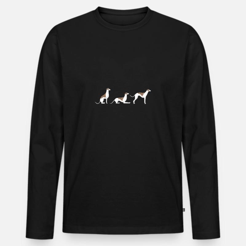 Sitz Platz Steh Whippet - Männer Premium Bio Langarmshirt - Schwarz
