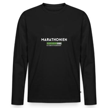 Marathonien en pleine course - T-shirt manches longues Premium bio Homme - noir - Devant - Nico (187cm)
