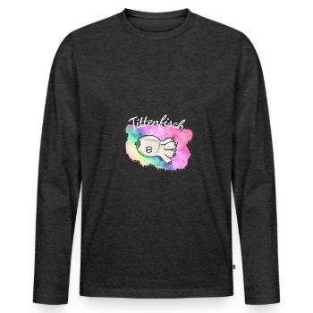 Titty Baise Sexe Drôle Seins Calmars - T-shirt manches longues Premium bio Homme - anthracite chiné - Devant - Nico (187cm)