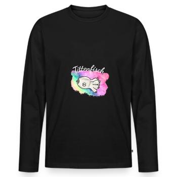 Titty Fucking Sex Funny Breasts Squid - Men's Premium Organic Long Sleeve Shirt - black - Front - Nico (187cm)