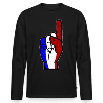 France flag number 1 used used - Men's Premium Organic Long Sleeve Shirt - black - Front - Nico (187cm)