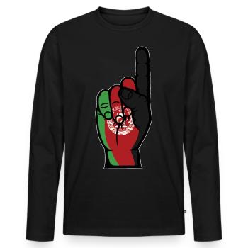 Drapeau de l’Afghanistan numéro 1 - T-shirt manches longues Premium bio Homme - noir - Devant - Nico (187cm)