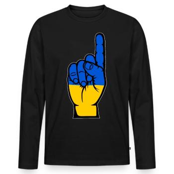 Drapeau de l’Ukraine numéro 1 - T-shirt manches longues Premium bio Homme - noir - Devant - Nico (187cm)