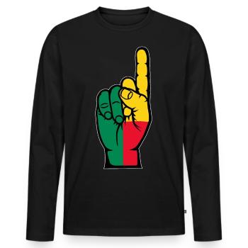 Drapeau du Bénin numéro 1 - T-shirt manches longues Premium bio Homme - noir - Devant - Nico (187cm)