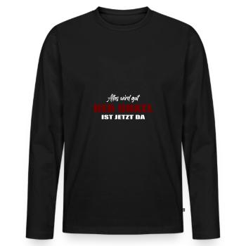 Onkel - Männer Premium Bio Langarmshirt - Schwarz - Vorne - Nico (187cm)