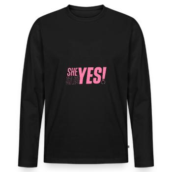 Elle a dit oui Fiancée Fiancée - T-shirt manches longues Premium bio Homme - noir - Devant - Nico (187cm)