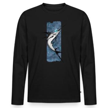 Azure Marlin: Majesty of the Depths - Men's Premium Organic Long Sleeve Shirt - black - Front - Nico (187cm)