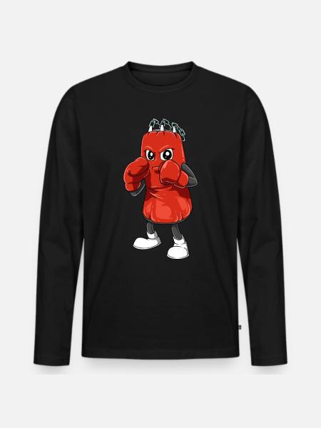 Lustiger Boxsack mit Boxhandschuhen - Männer Premium Bio Langarmshirt - Schwarz