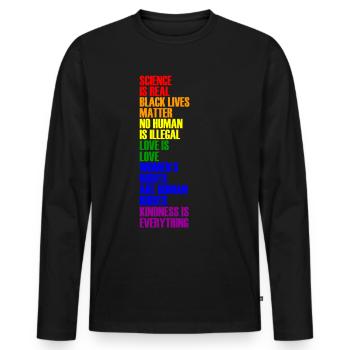 Kidness is everything - Love is love - Quotes - Men's Premium Organic Long Sleeve Shirt - black - Front - Nico (187cm)