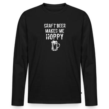 La bière artisanale me rend houblonné - T-shirt manches longues Premium bio Homme - noir - Devant - Nico (187cm)