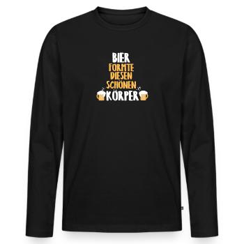 Bier formte diesen schönen Körper - Männer Premium Bio Langarmshirt - Schwarz - Vorne - Nico (187cm)