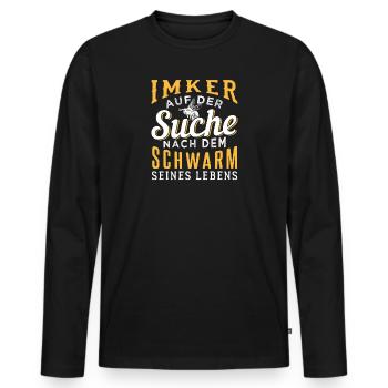 Imker auf der Suche nach dem Schwarm seines Lebens - Männer Premium Bio Langarmshirt - Schwarz - Vorne - Nico (187cm)