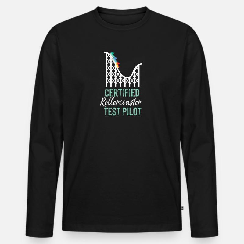 Certified Rollercoaster Test Pilot - Männer Premium Bio Langarmshirt - Schwarz